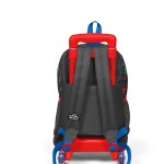 Coral High Kids Three Compartment Squeegee School Backpack - Dark Gray Red Space Pattern
