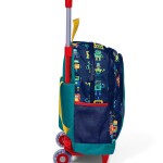 Coral High Kids Three Compartment Squeegee School Backpack - Navy Blue Civit Robot Patterned