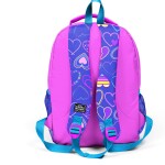 Coral High Kids Three Compartment School Backpack - Light Pink Lavender Heart Pattern