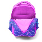 Coral High Kids Three Compartment School Backpack - Light Pink Lavender Heart Pattern