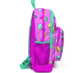 Coral High Kids Four Compartment School Backpack - Light Pink Water Green Macaron Patterned