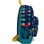 Coral High Kids Four Compartment School Backpack - Navy Blue Indigo Robot Patterned