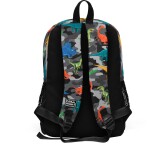 Coral High Kids Four Compartment School Backpack - Dark Gray Black Camouflage Dinosaur Pattern
