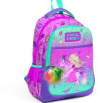 Coral High Kids Three Compartment School Backpack - Light Pink Purple Unicorn Princess Pattern