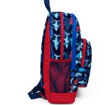 Coral High Kids Four Compartment School Backpack - Navy Red Shark Pattern