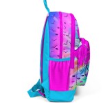 Coral High Kids Four Compartment School Backpack - Blue Pink Flamingo Patterned