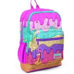 Coral High Kids Four Compartment School Backpack - Pink Colorful Ice Cream Pattern
