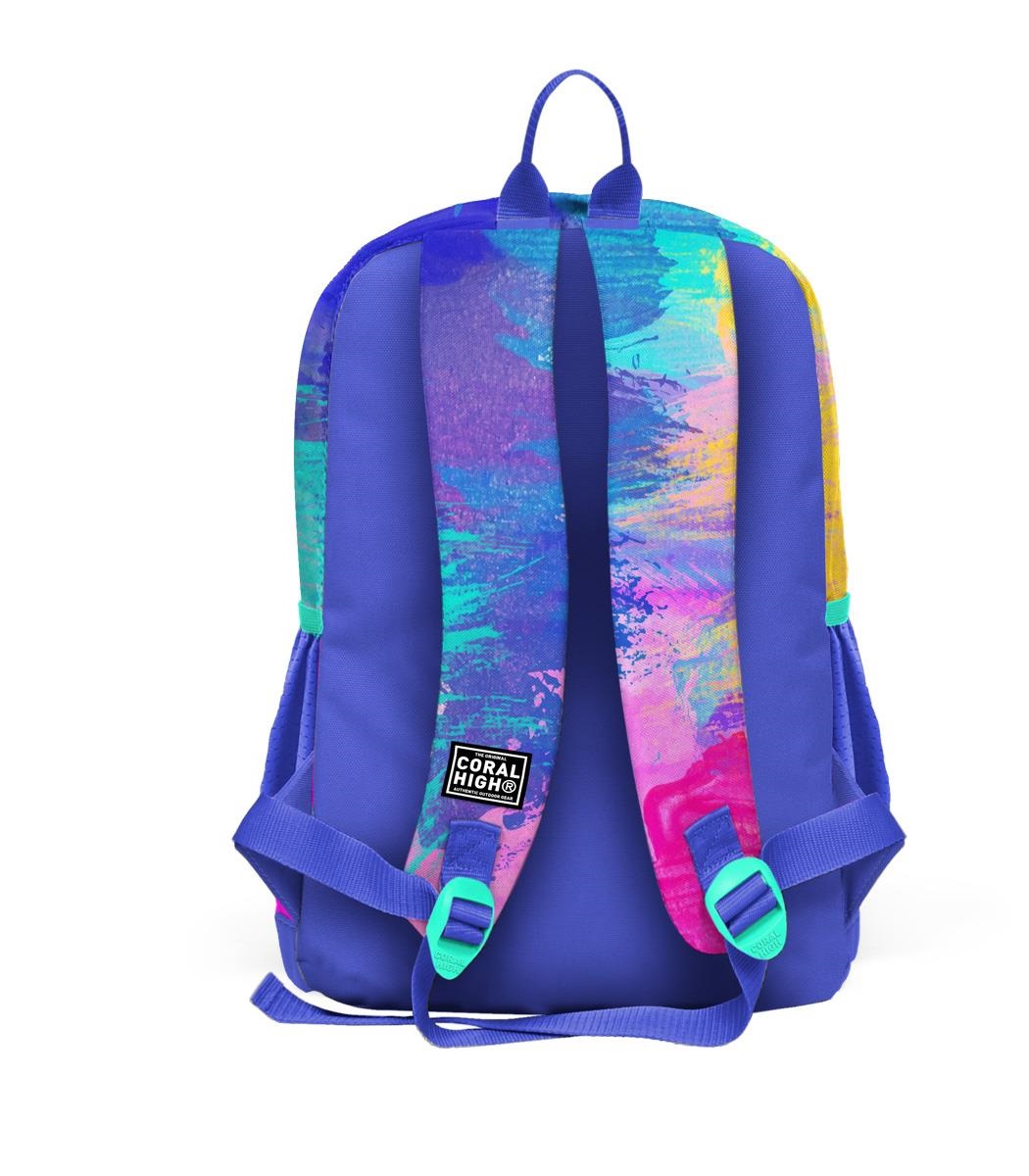 Coral High Kids Four Compartment School Backpack - Colorful Airbrush Patterned Patterned