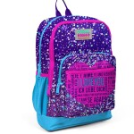 Coral High Kids Four Compartment School Backpack - Purple Blue Pink Heart Patterned