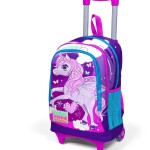 Coral High Kids Three Compartment Squeegee School Backpack - Purple Pink Unicorn Patterned