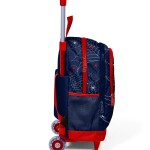Coral High Kids Three Compartment Squeegee School Backpack - Dark Blue Red Spider Patterned