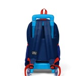 Coral High Kids Three Compartment Squeegee School Backpack - Sax Blue Astronaut Patterned