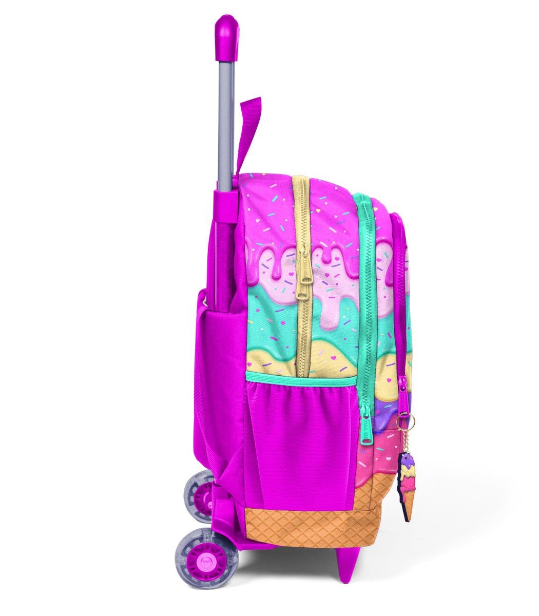 Coral High Kids Three Compartment Squeegee School Backpack - Pink Colorful Ice Cream Patterned