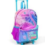 Coral High Kids Two Compartment Small Nest Squeegee Backpack - Lavender Pink Flamingo Pattern