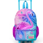 Coral High Kids Two Compartment Small Nest Squeegee Backpack - Lavender Pink Flamingo Pattern