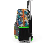 Coral High Kids Two Compartment Small Nest Squeegee Backpack - Black Gray Dinosaur Pattern