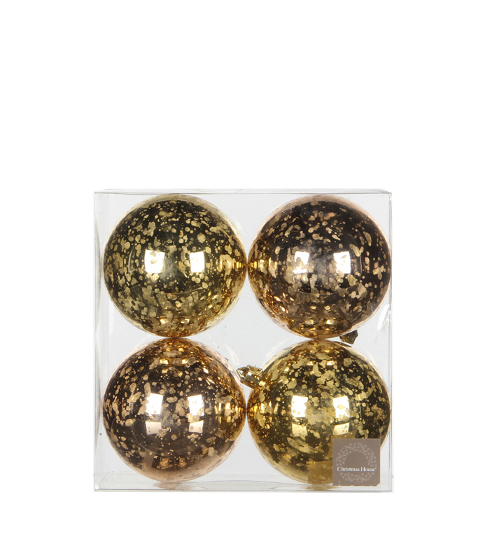 Ornament  Ball Gold Champagne 4 Pieces - d8cm