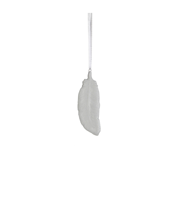 Christmas White Ornament Feather L10.4W3.5H0.5