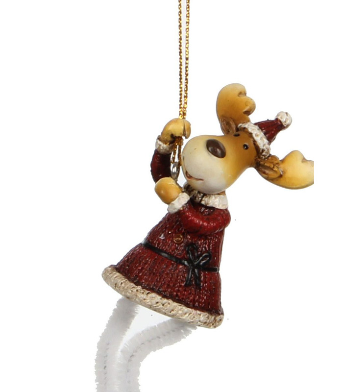 Christmas Ornament Deer L3.5W3.5H6.5 Red
