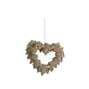 Ornament Heart L10.5W2.5H8.5 Champagne Glitter