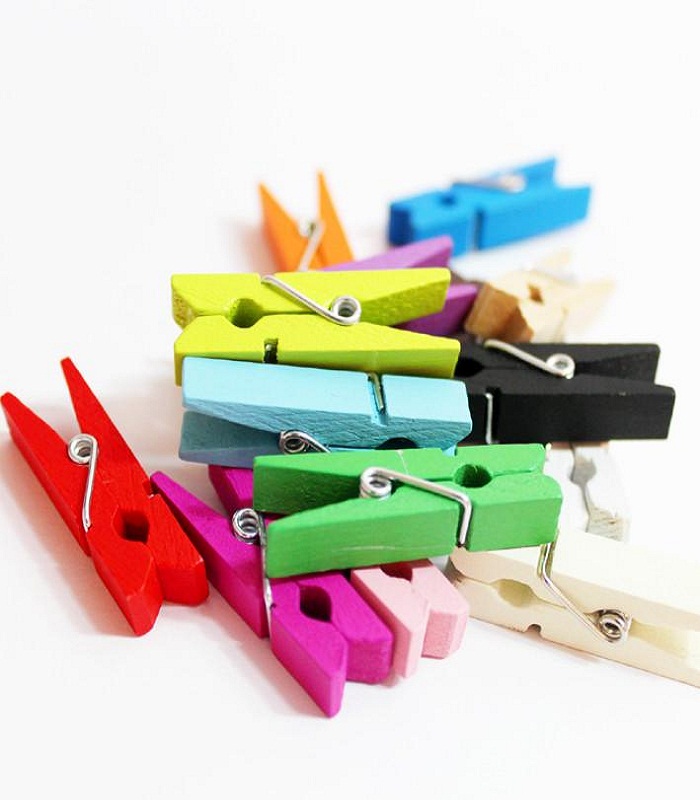 colored wooden clips