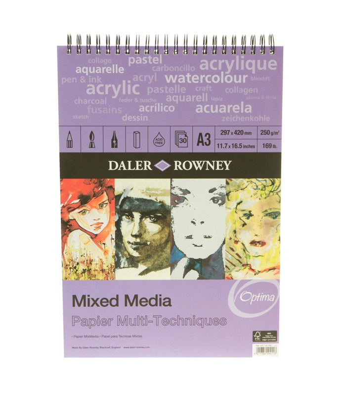 Daler Rowney Mixed Media Spiral Pad 250 gms - A3 30 Sheets