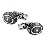 Montblanc 111312 Iconic Black Carbon Inlay Stainless Steel Cufflinks