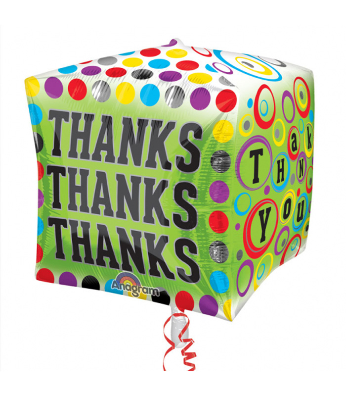 Polka-Dotty Thanks Cubez Foil Balloons