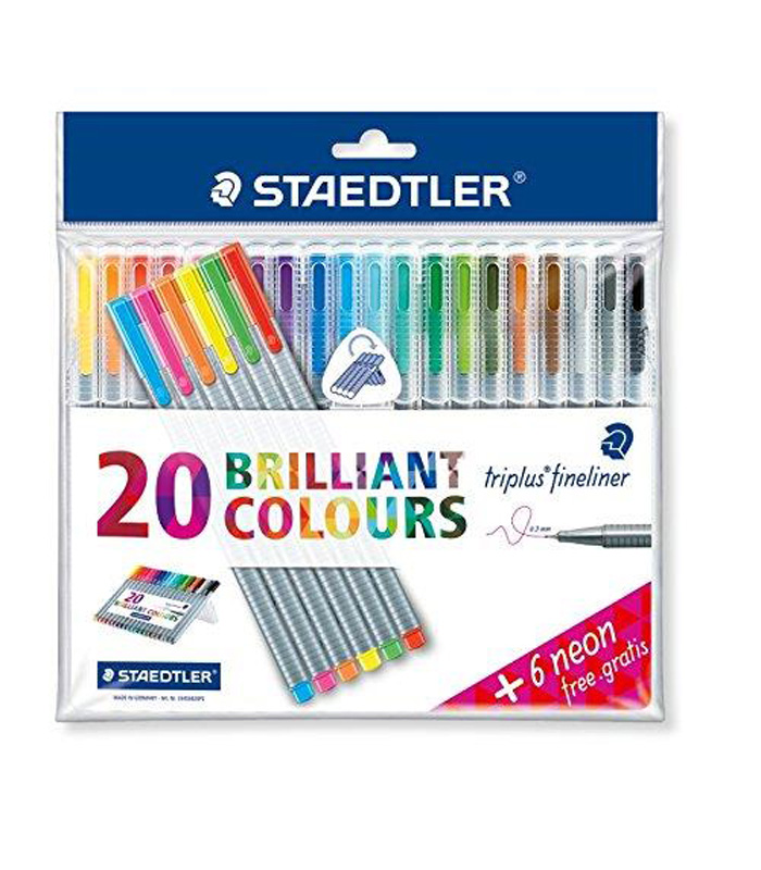 Staedtler Triplus Fineliner 20 Brilliant Colours+6 Neon/StandBox