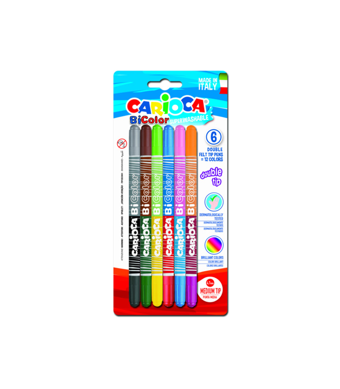 Fiber Pens Bi-Color Carioca 6Pcs