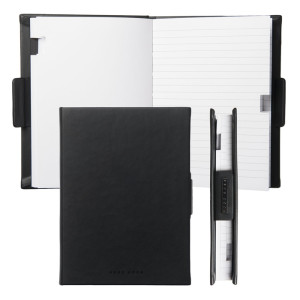 HUGO BOSS HNM633J Lined A6 notepad with grey leather-effect case
