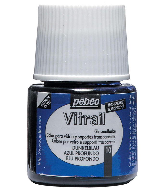Pebeo Vitrail Stained Glass Effect Glass Paint 45-Milliliter Bottle, Deep Blue