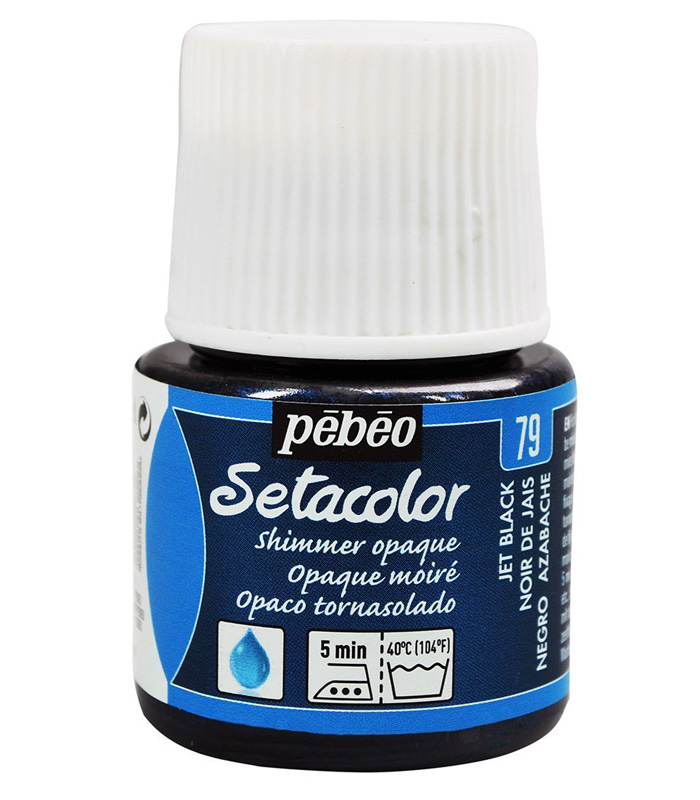 Pebeo Setacolor Opaque Fabric Paint 45-Milliliter Bottle, Shimmer Jet Black