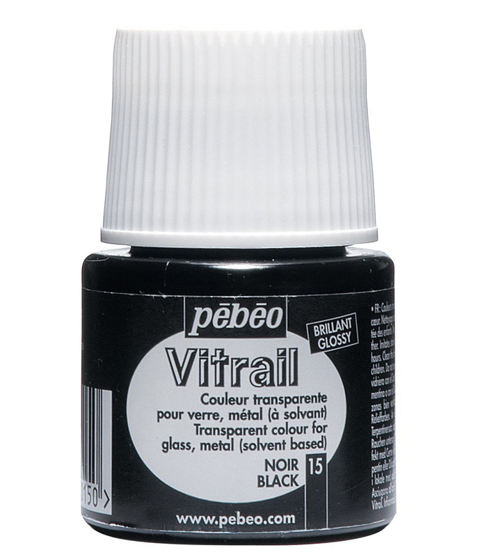 Pebeo Vitrail Stained Glass Effect Glass Paint 45-Milliliter Bottle, Black