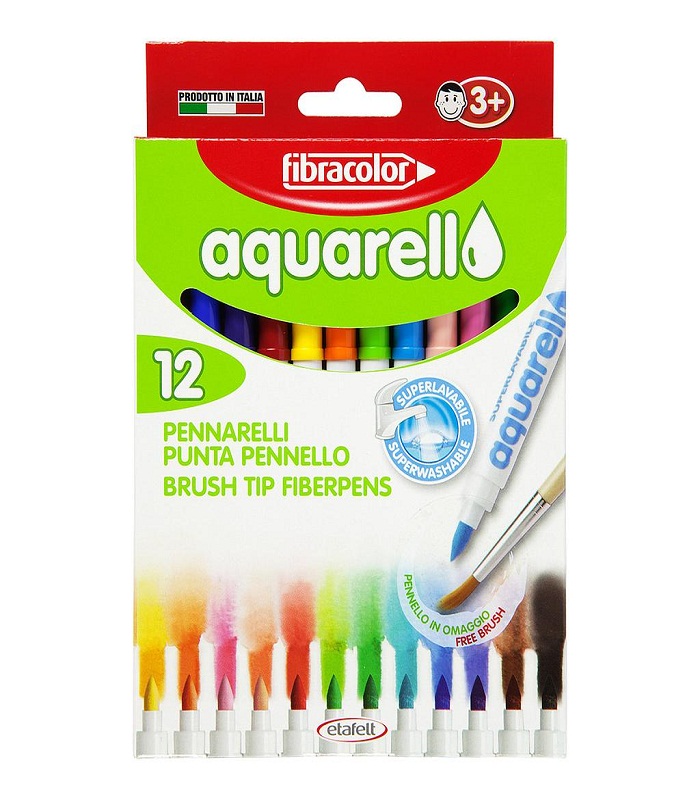 ETAFELT Fibracolor Aquarello Brush Tip Markers 12set