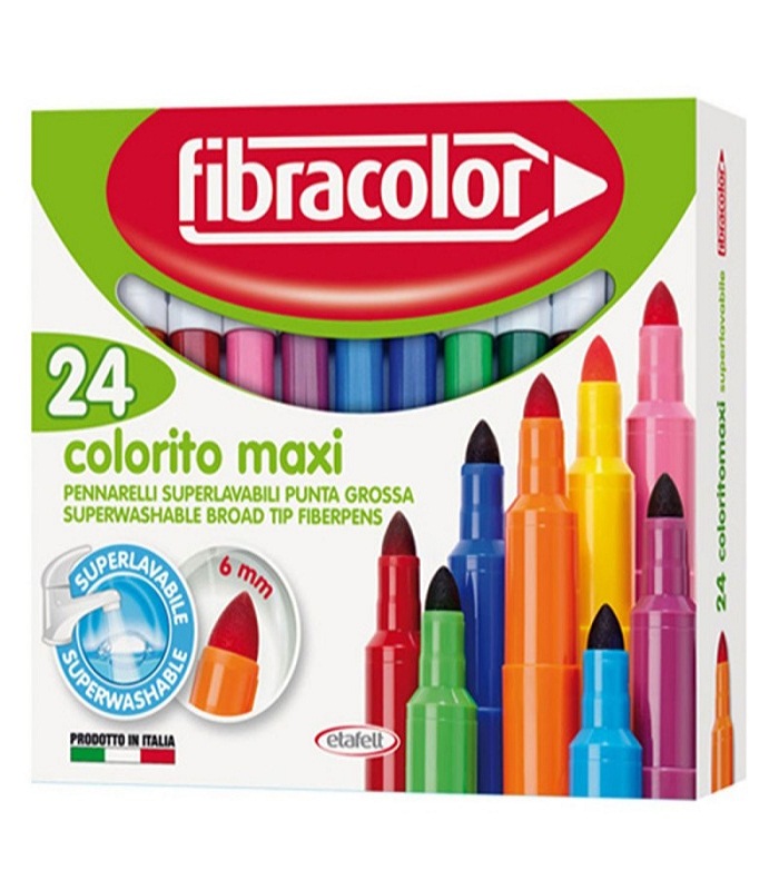 ETAFELT Fibracolor Colorito Maxi Broad Point Fiber Colouring Pens Pack of 24