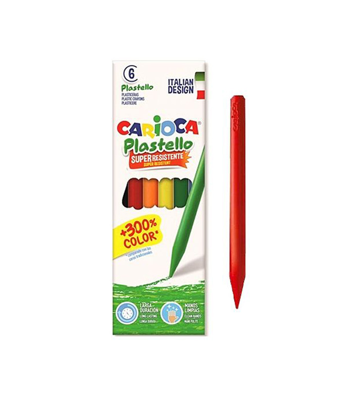 plastello crayon Carioca set with durable colors in 6pcs