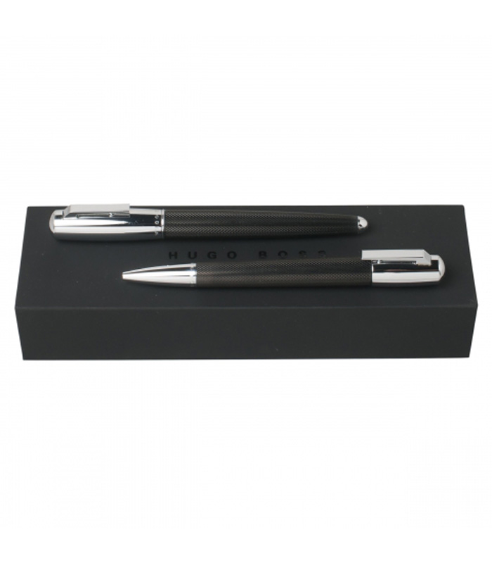 HUGO BOSS HPBR683 Pure Chrome Plated Ballpoint and Rollerball Pen Set