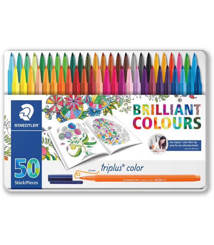 Staedtler Triplus Color Pens Johanna Basford Edition Tin of 50 Colours - 1.0mm