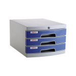 Three-tier lock file cabinet desktop data cabinet, gray
